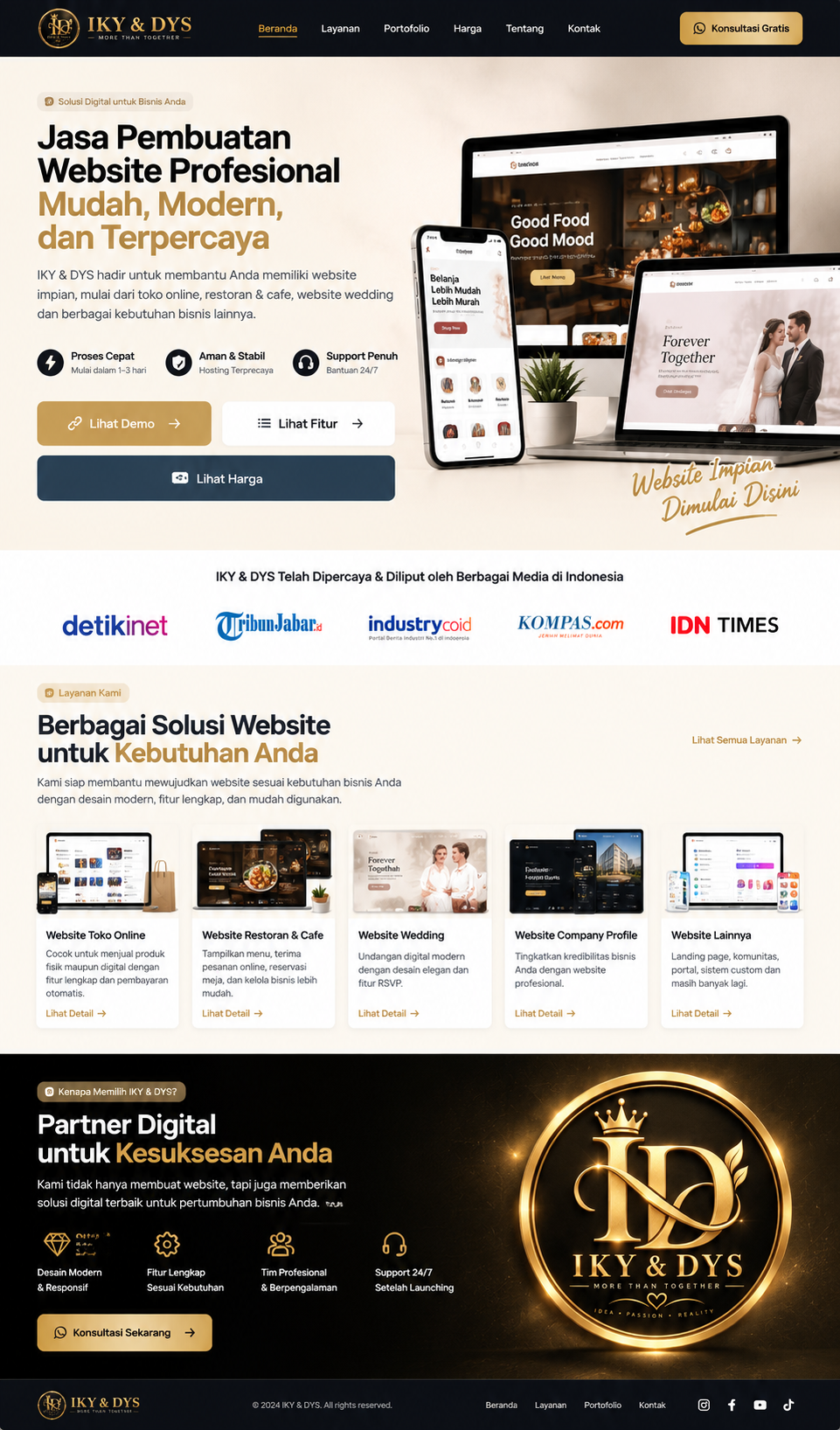 Contoh website toko online, cafe dan wedding